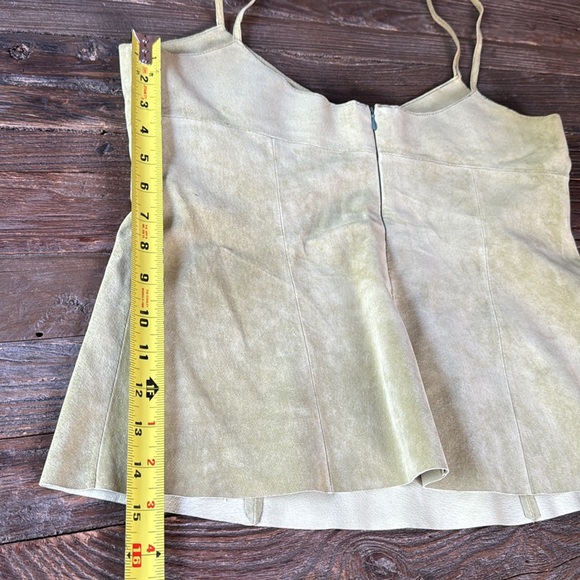 Vintage Margaret Godfrey Sage green embroidered suede cami size 8 - Picture 7 of 10